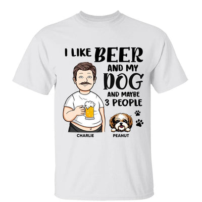 Funny Cartoon Man I Like Beer And Dogs Personalized Shirt