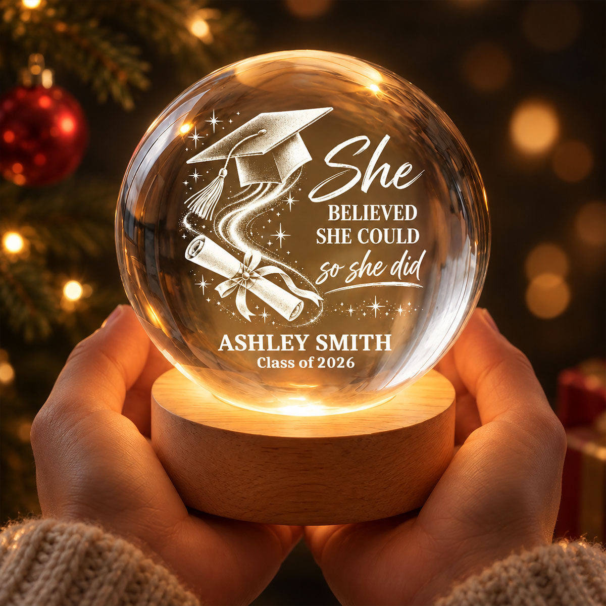 Graduation Custom Name And Year - Personalized Crystal Ball - Christmas Gift For Graduates, Senior, Graduation Gift