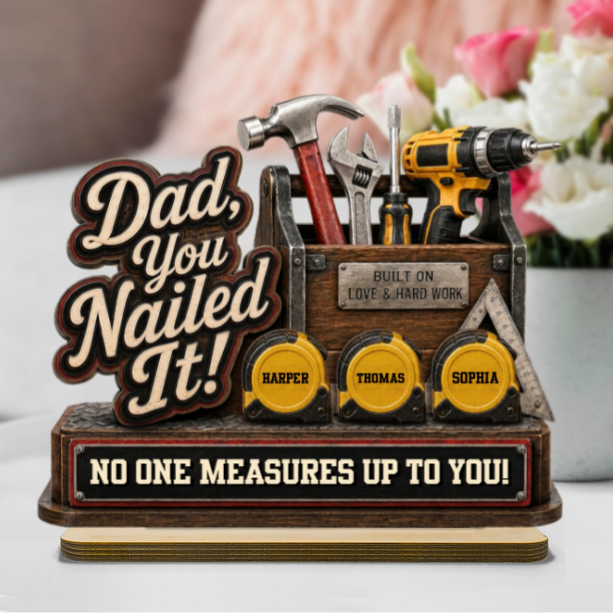 Dad You Nailed It Custom Name 2D Flat - Personalized 2-Layered Wooden Plaque - Father's Day Gift For Dad
