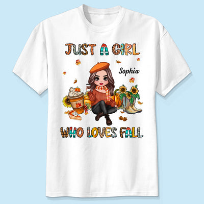 A Girl Who Loves Fall Personalized Shirt, Gift For Her