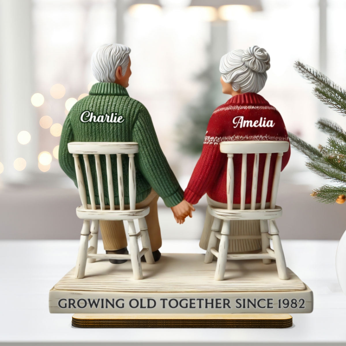3D Effect Eternal Love Couple Growing Old Together - Personalized Wooden Plaque - Heartfelt Gift For Couple, For Him, For Her, Husband, Wife