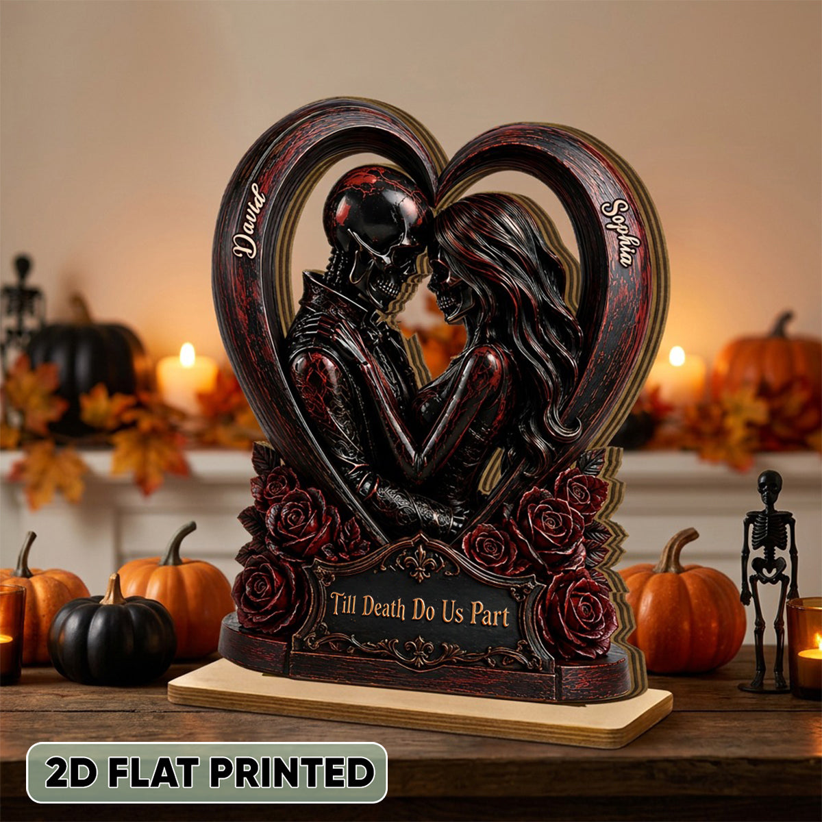 From Our First Kiss Til Our Last Breath Couple - Personalized 2-Layered Wooden Plaque - Halloween Decor Keepsake for Him, for Her