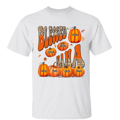 Blessed Grandma Mom Fall Season Patterned Pumpkins Personalized Shirt