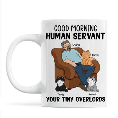 Happy Father‘s Day Human Servant Cat Dad Asleep Funny Cats Personalized Mug