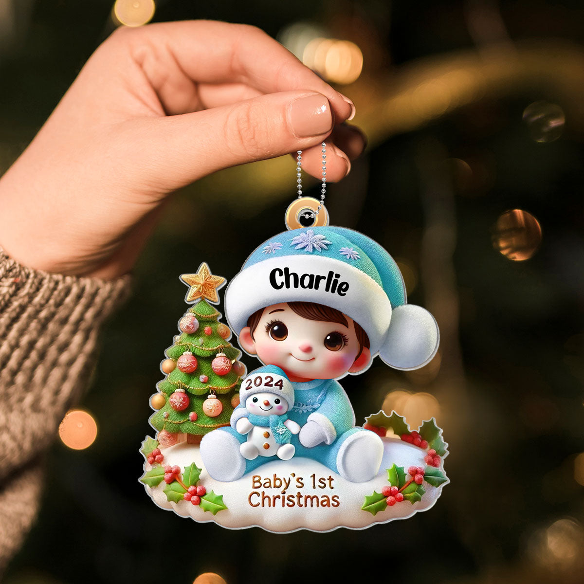 Precious Moments Baby’s First Christmas Dated 2025 Acrylic Ornament, Lovely Keepsake to Celebrate Baby's First Christmas, Christmas Decor For Newborns