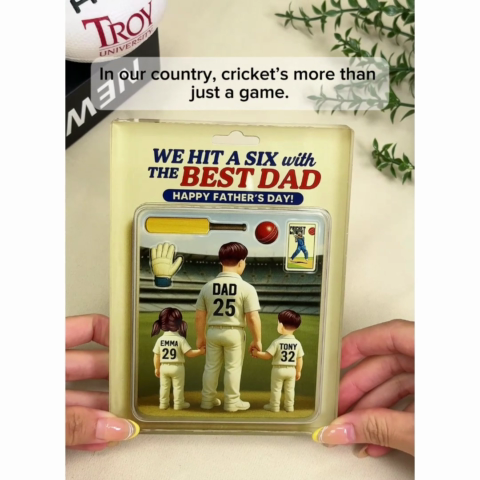 Hit A Six With The Best Dad Cricket Dad - Personalized Acrylic Block Plaque - Father's Day Gift