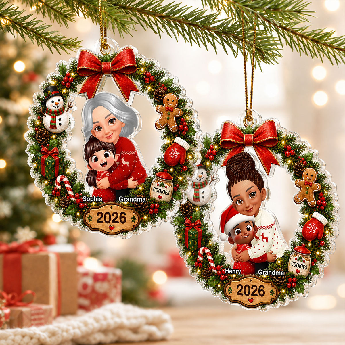 Trending Cute Grandma Grandkid - Personalized Acrylic Ornament - Christmas Gift For Boys, Girls