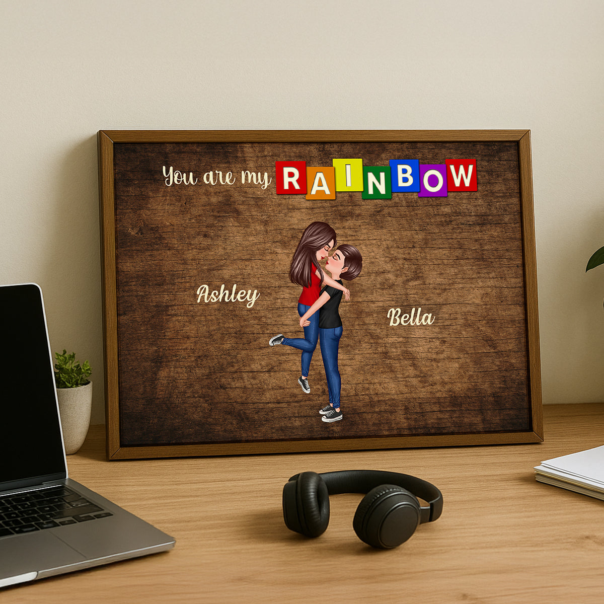 You Are My Rainbow LGBTQ Couple Personalized Poster, Pride Month Gift
