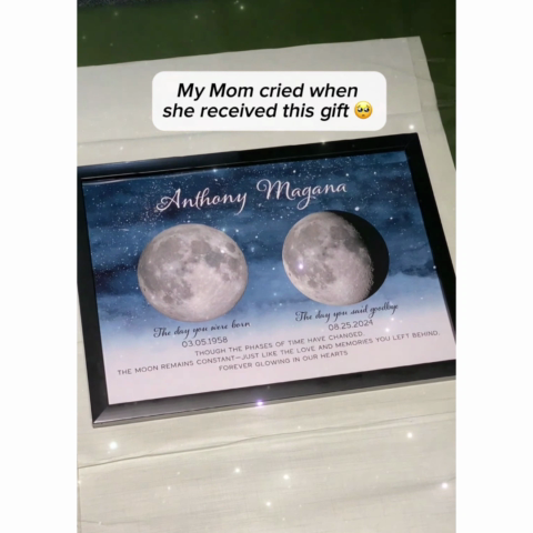 Starry Night Memorial Keepsake Lost Loved One Moon Phase Art Sympathy Gift Personalized Poster