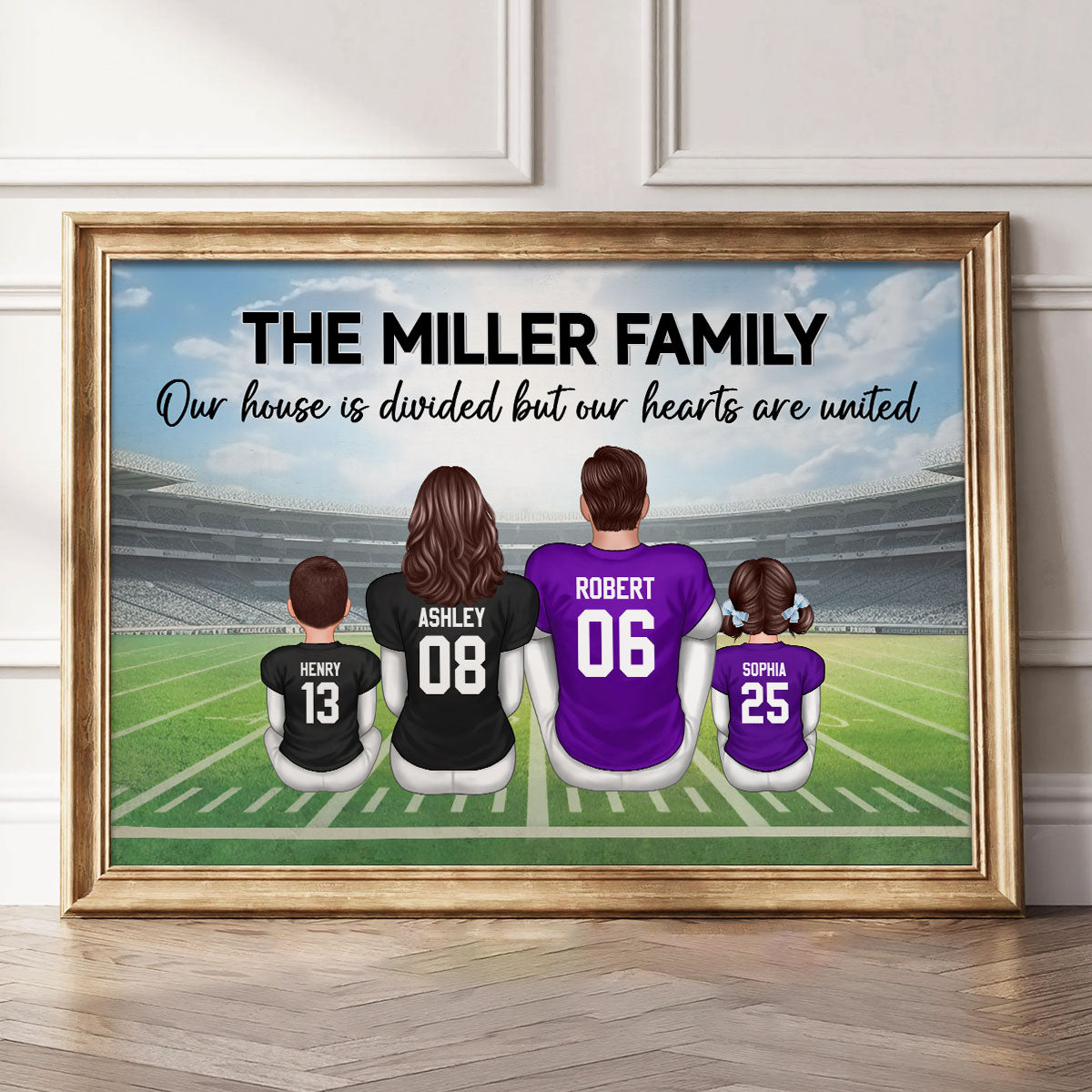 Home Sweet Rivalry House Divided Hearts United American Football Family Decor Personalized Poster