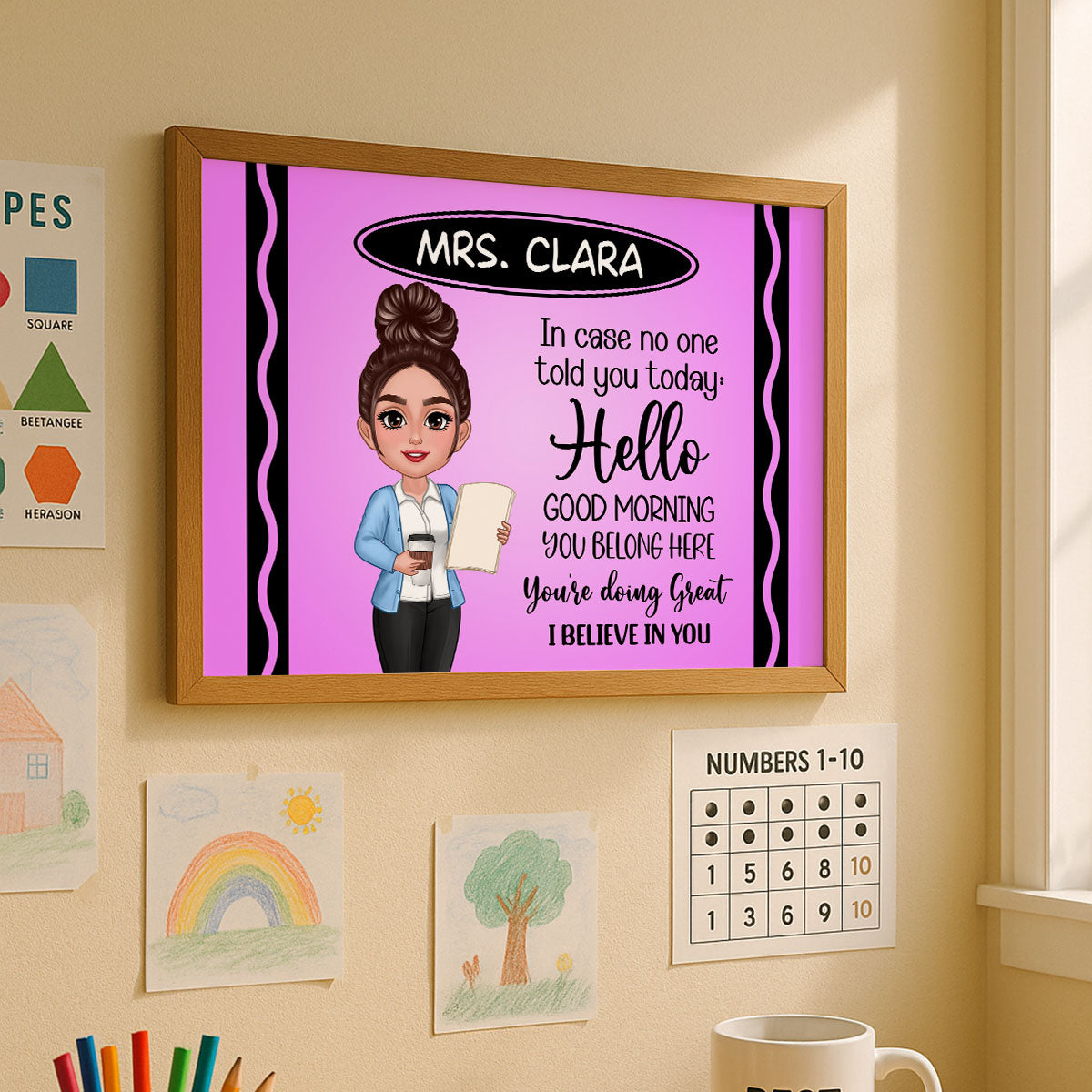 In Case No One Told You Today I Believe In You Crayon Theme Personalized Horizontal Poster, Classroom Decor For Teacher