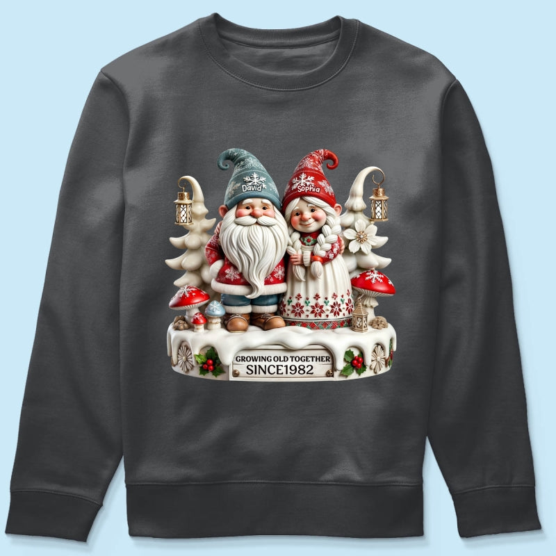 3D Effect Gnome Couple Together Christmas Personalized Shirt, Heartfelt Gift For Couple, For Him, For Her, Husband, Wife