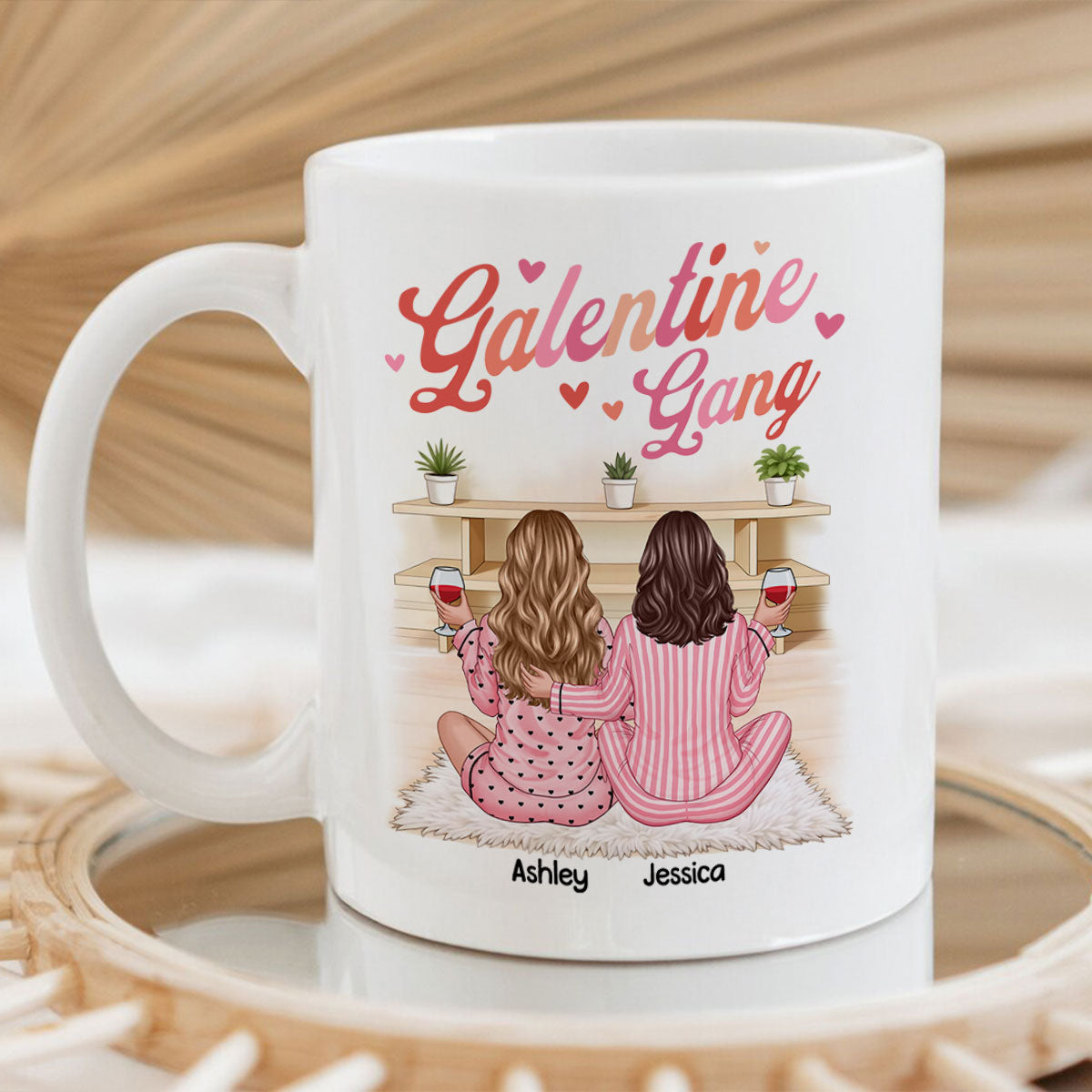 Galentine Gang Pretty Besties Sisters In House Personalized Mug,  Mug, Social Club, Besties Gift