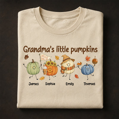 Grandma's Little Pumpkins Cute Characters - Personalized Shirt - Fall Season Shirt For Grandma, Mom