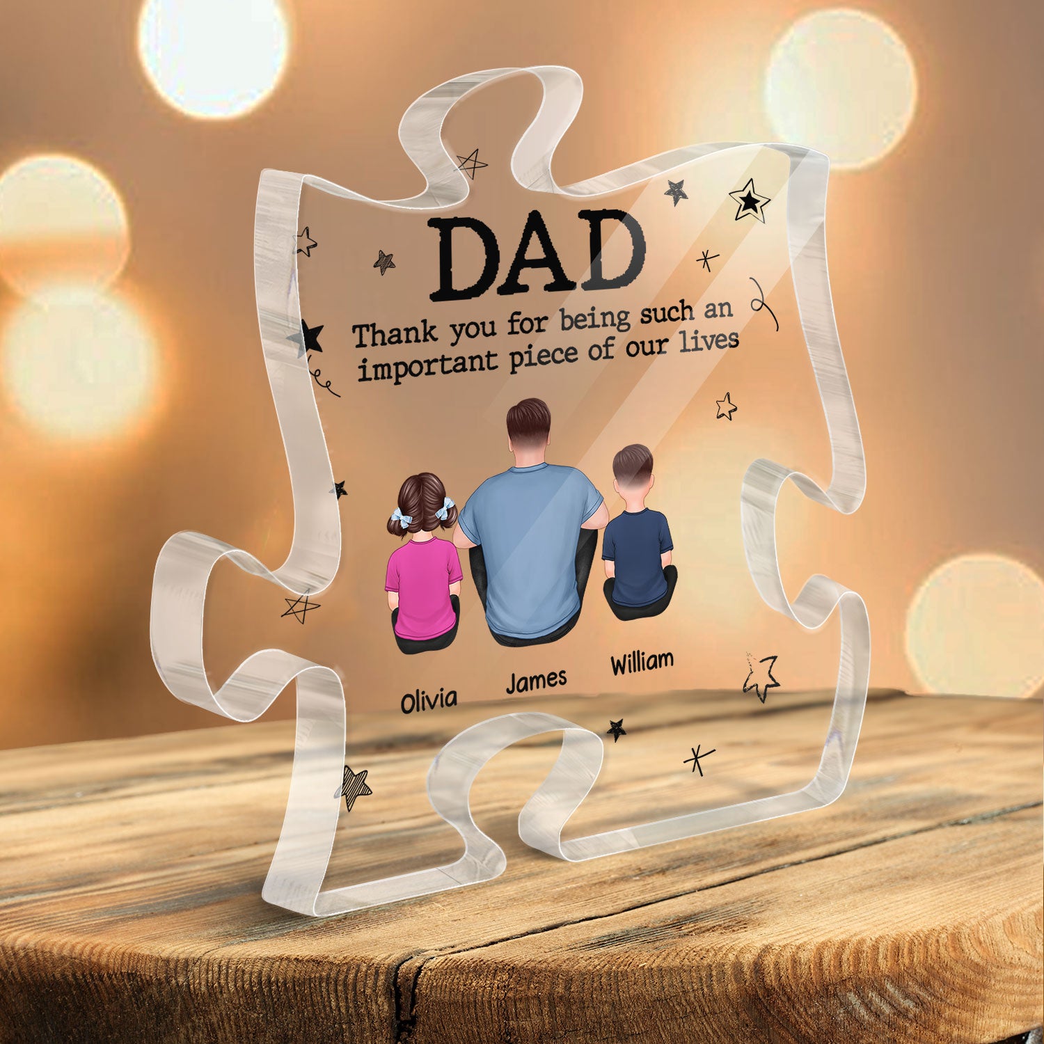 Dad Important Piece Of Our Lives Personalized Puzzle Acrylic Plaque