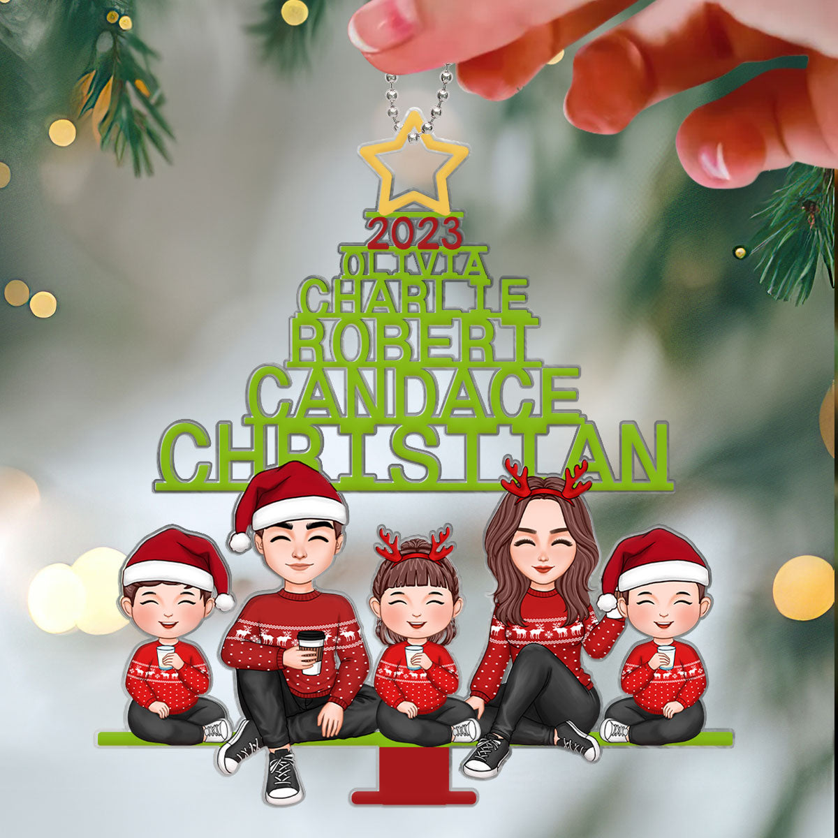 Family Name Christmas Tree Personalized Acrylic Ornament