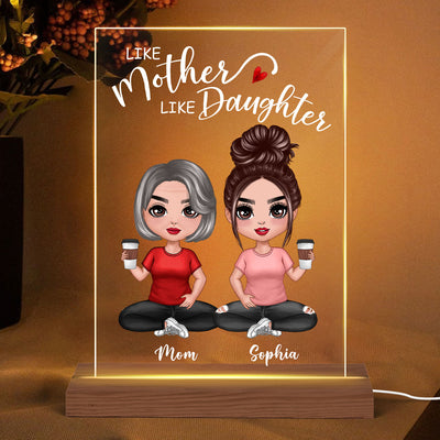 Doll Mother And Daughters Sitting Personalized Rectangle Plaque LED Night Light