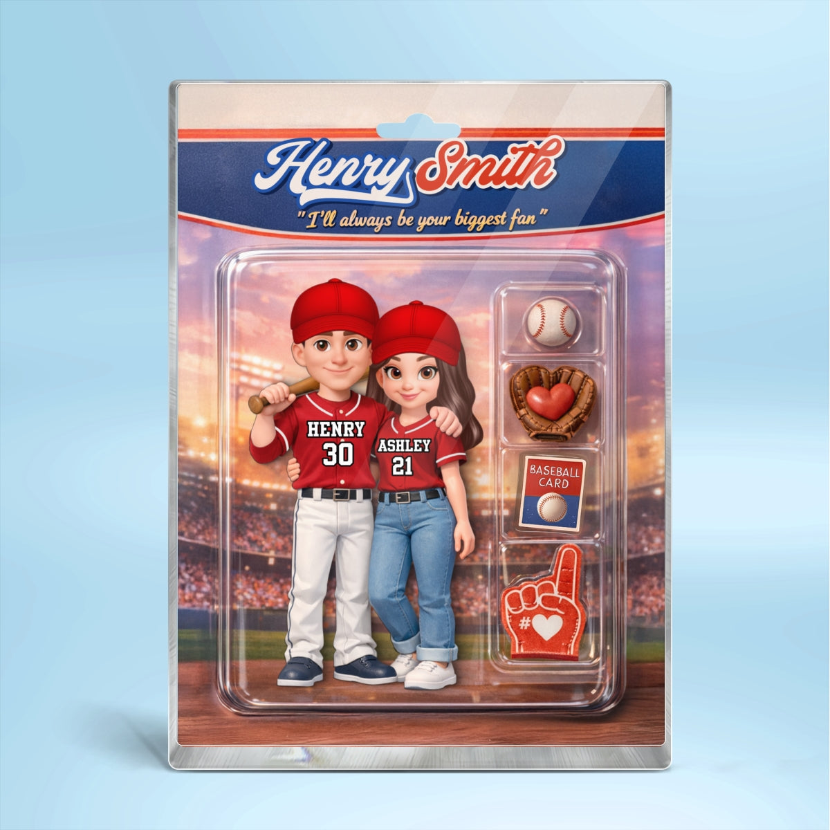 Sport Couple I'll Always Be Your Biggest Fan Custom Action Figure - Personalized Acrylic Block Plaque - Sentimental Gift for Him