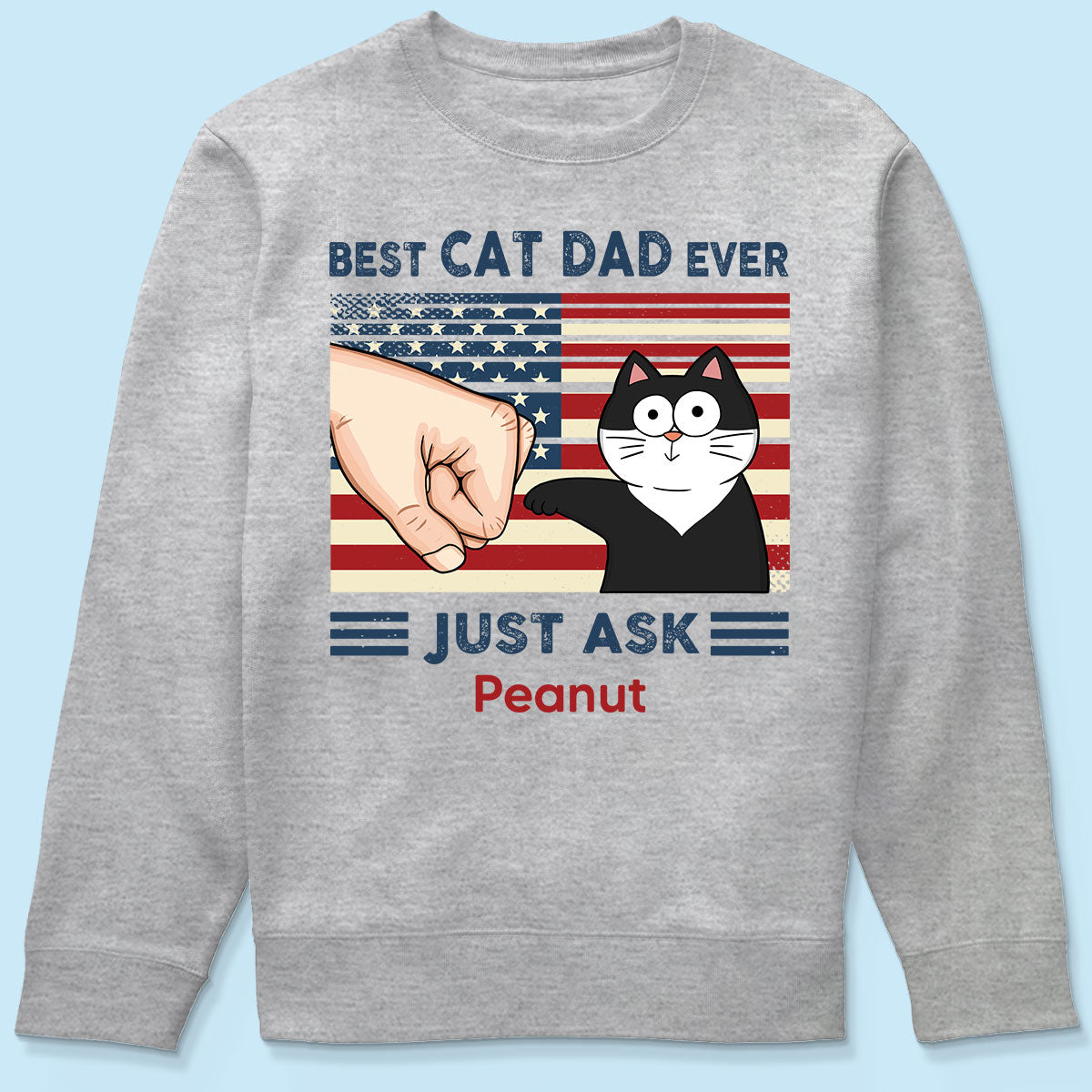 Best Cat Dad Ever Nation Flag Fist Bump Funny Cute Cats Personalized Shirt