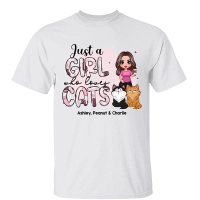 Just A Girl Who Loves Cats Doodle Pattern Funny Cats Expressions Personalized Shirt