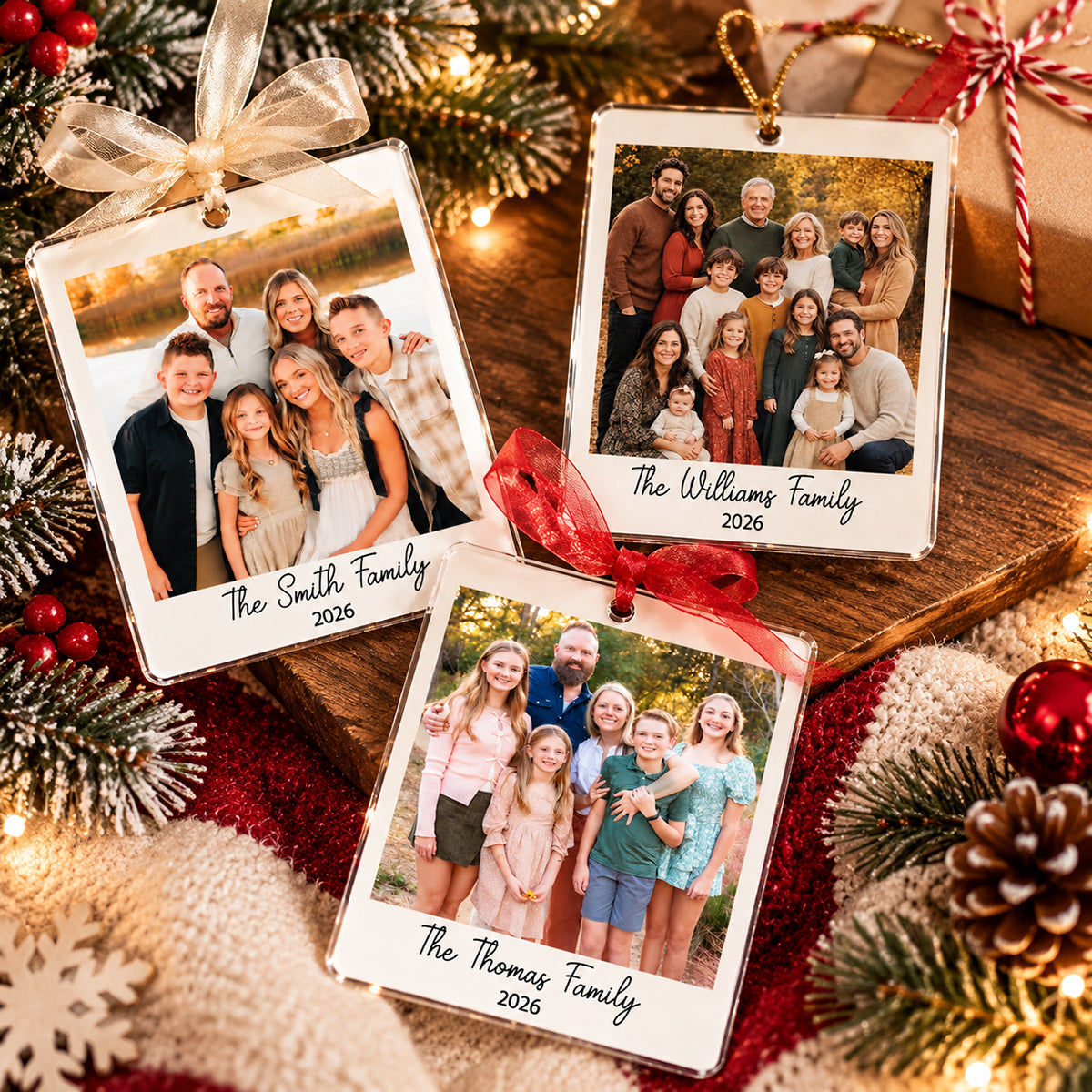 Custom Family Photo - Personalized Acrylic Ornament, Large Family Christmas Gifts, Personalized Family Polaroid Keepsake