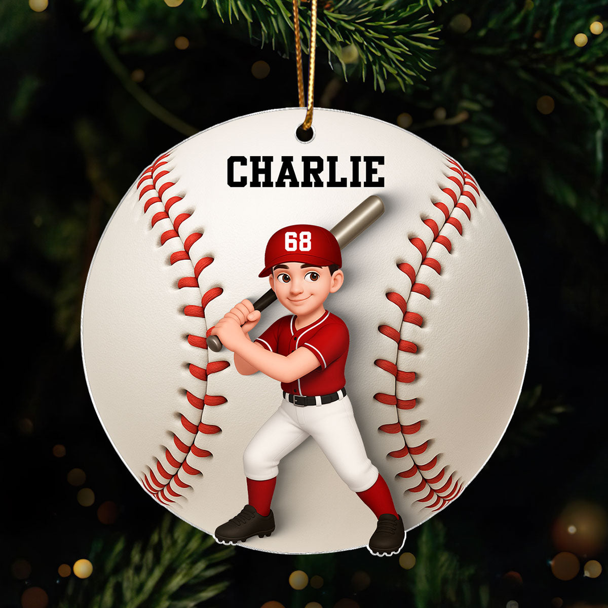Baseball Softball Girl Boy 3D Effect - Personalized Acrylic Ornament - Christmas Gift For Daughter, Gift For Son