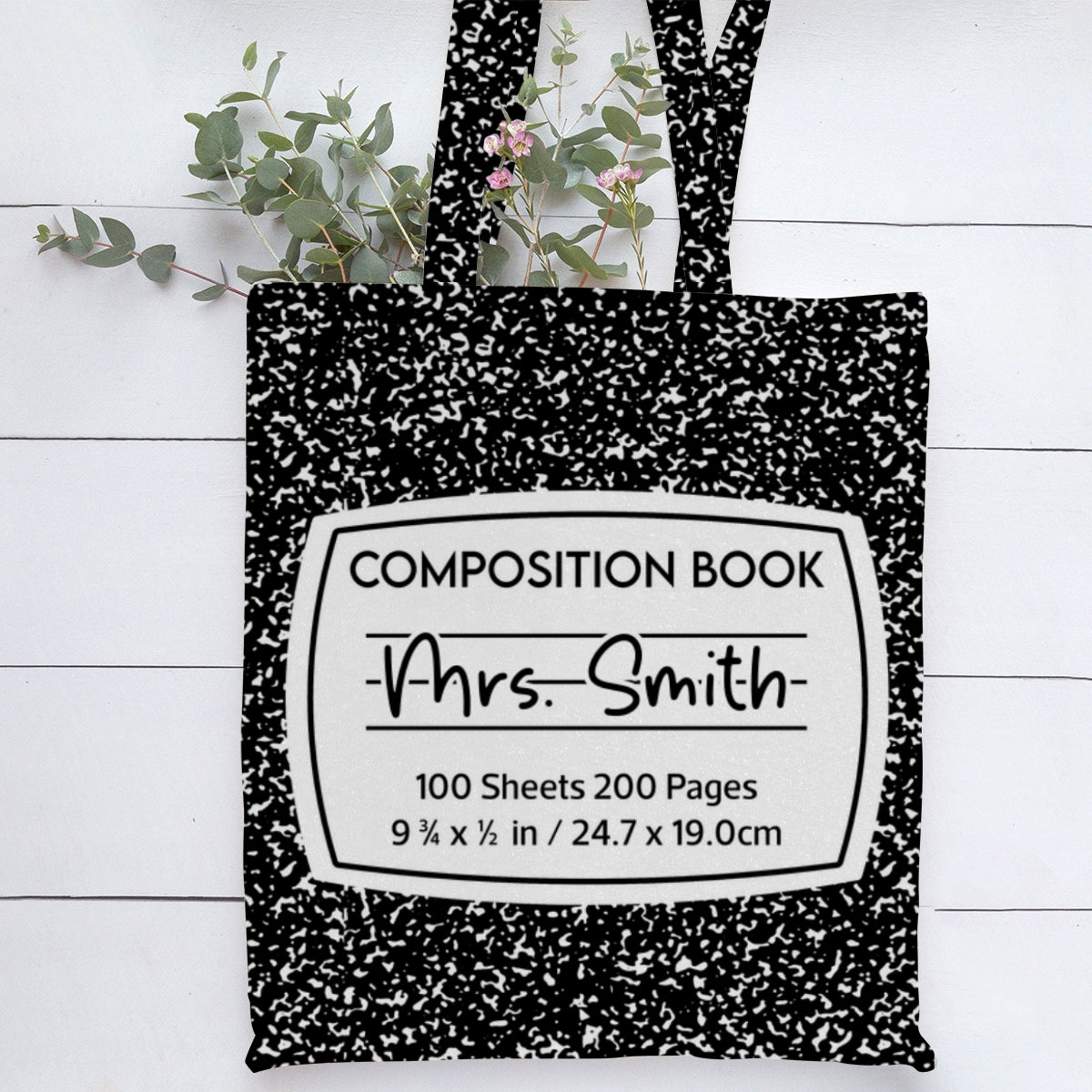 Teacher Colorful Composition Book Pattern Personalized Tote Bag, Back To School Gift For Teacher