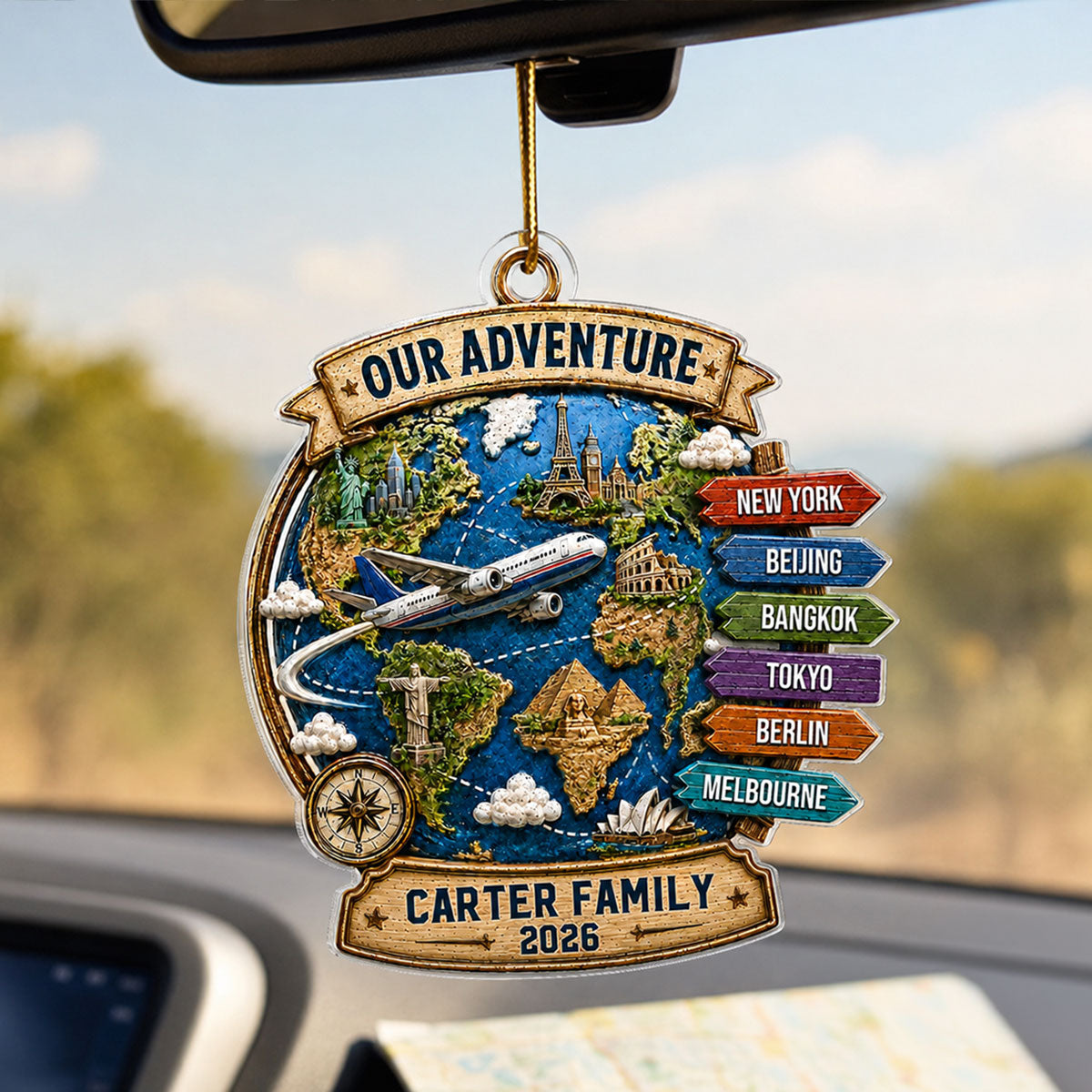 Trending Travel Adventure - Personalized Acrylic Ornament - Gifts For Couple, Family