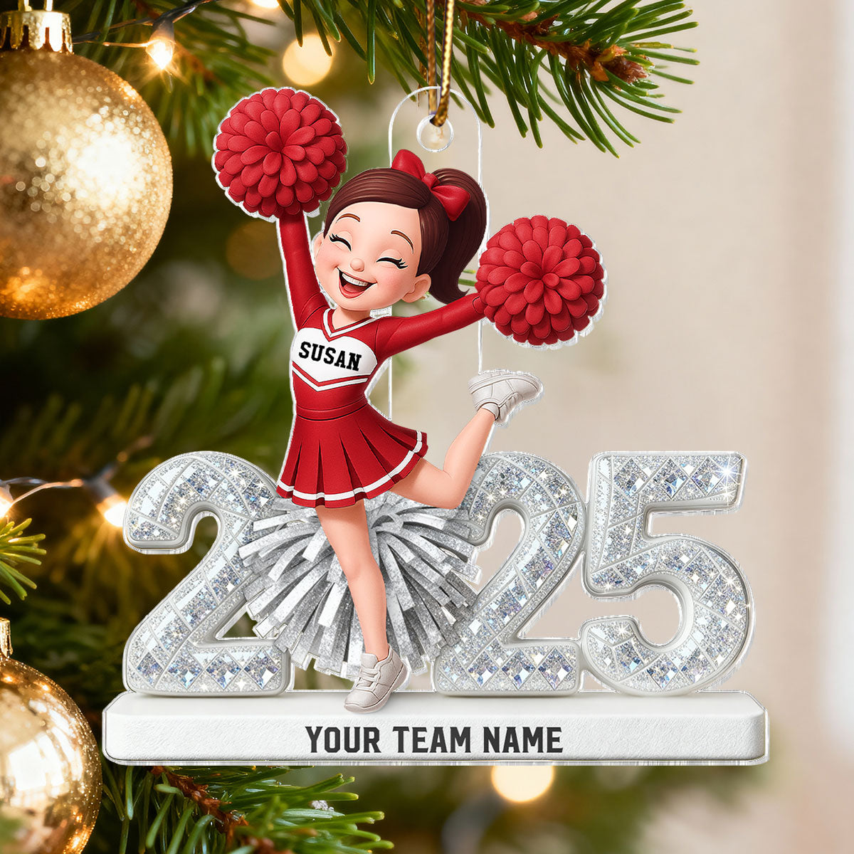 3D Shining Effect Cheerleader - Personalized Acrylic Car Hanger - Gift For Cheerleaders