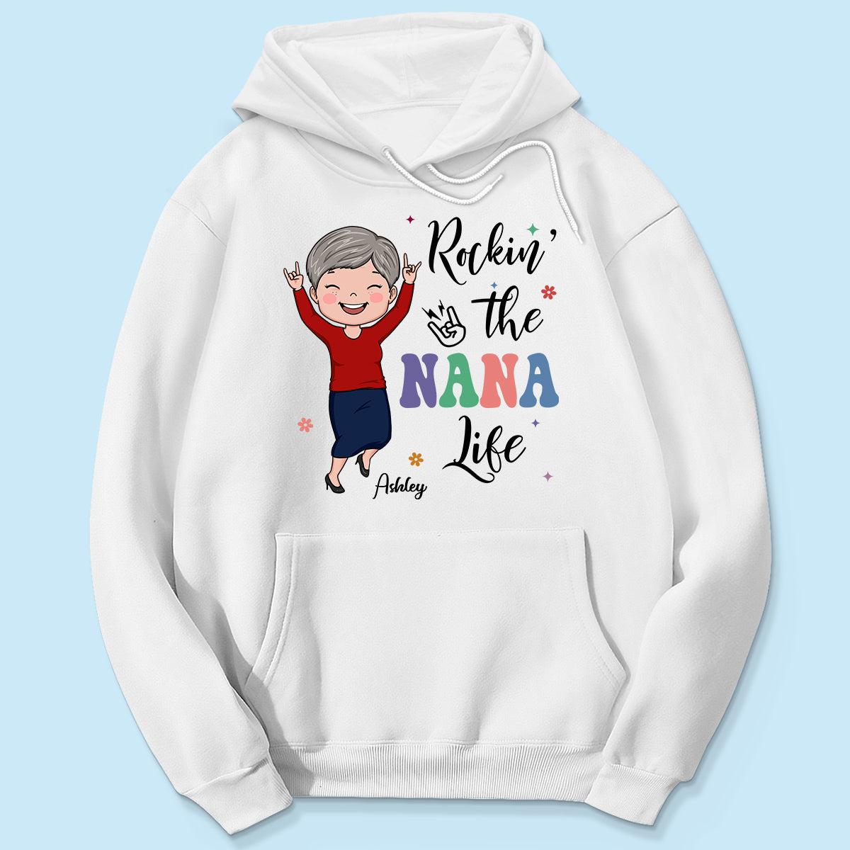 Rockin' The Nana Life Vector Woman Retro Style Personalized Shirt