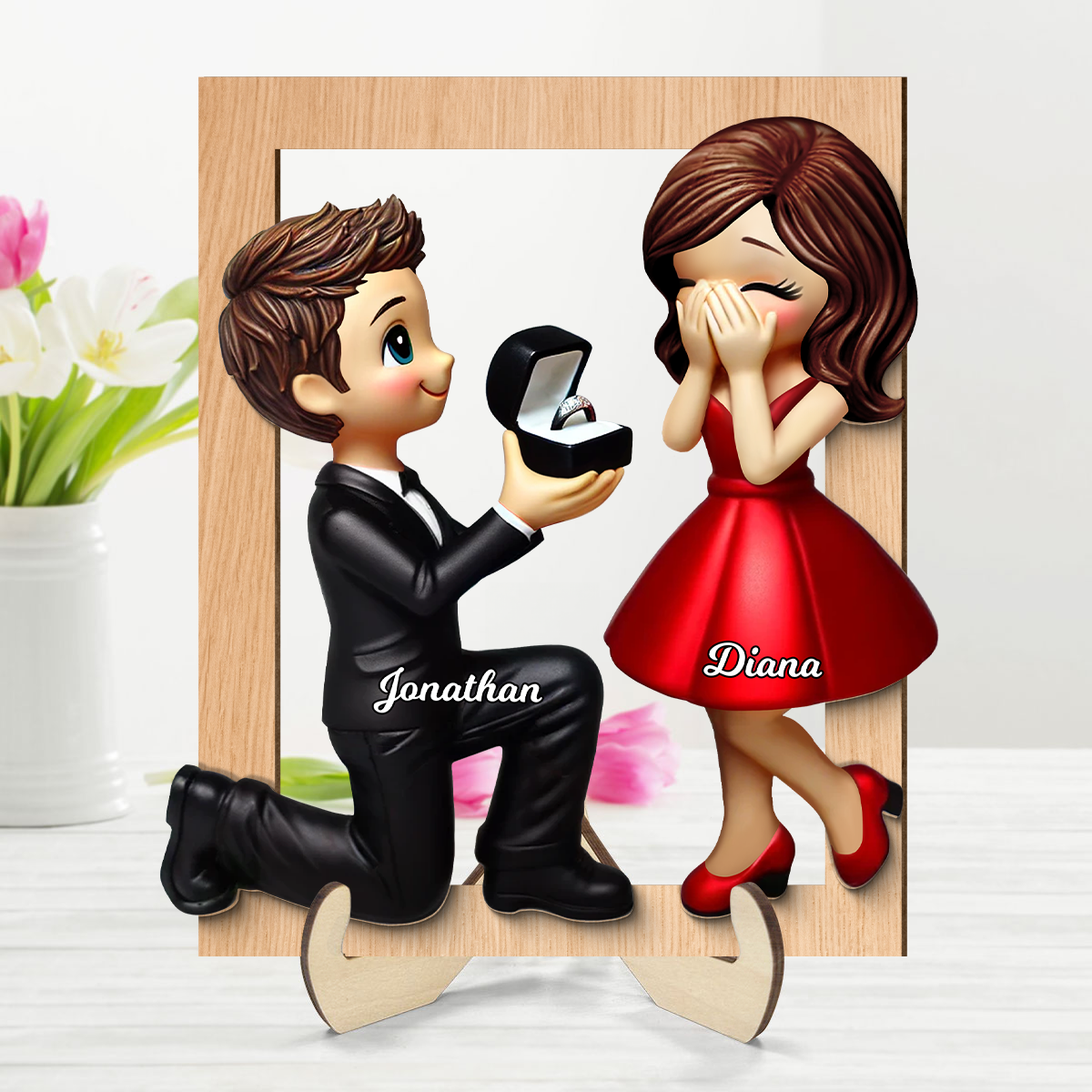 Marriage Proposal Frame 2-layer Wooden Plaque, Personalized Newly Engaged Present, She Said Yes!, Custom Just Engaged  Gifts for Couples