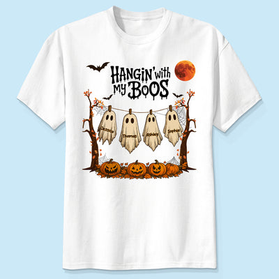 Hangin' With My Boos Halloween Personalized Shirt, Gift For Grandma