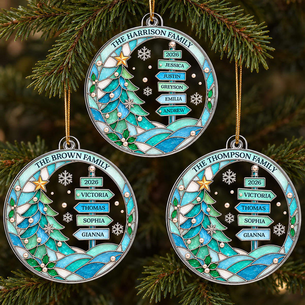 Family Name Sign Post 2D Flat Printed - Personalized Acrylic Ornament - Christmas Tree Decor For Family
