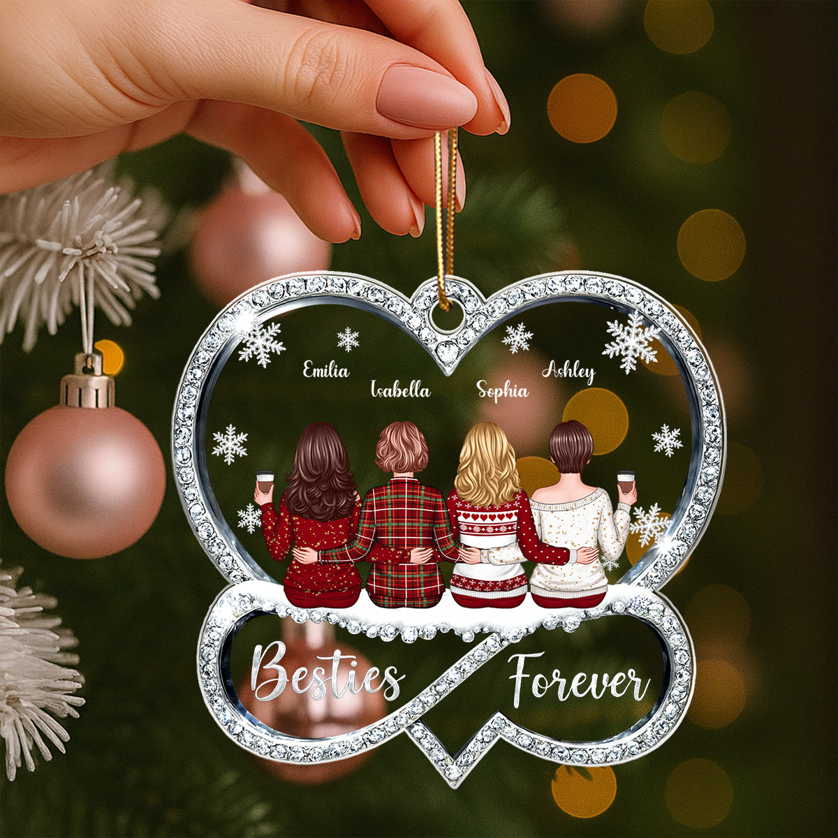 Sisters Forever Infinity Love 3D Crystal Effect - Personalized Acrylic Ornament - Christmas Gift for Sisters Siblings