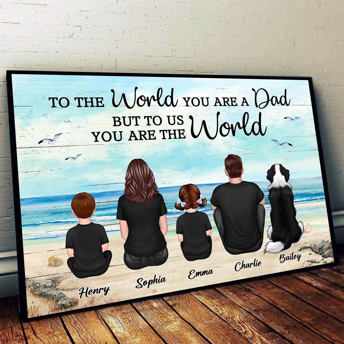 Custom Family Retro Vintage Beach Landscape Poster, Gift For Husband, Dad, Grandpa