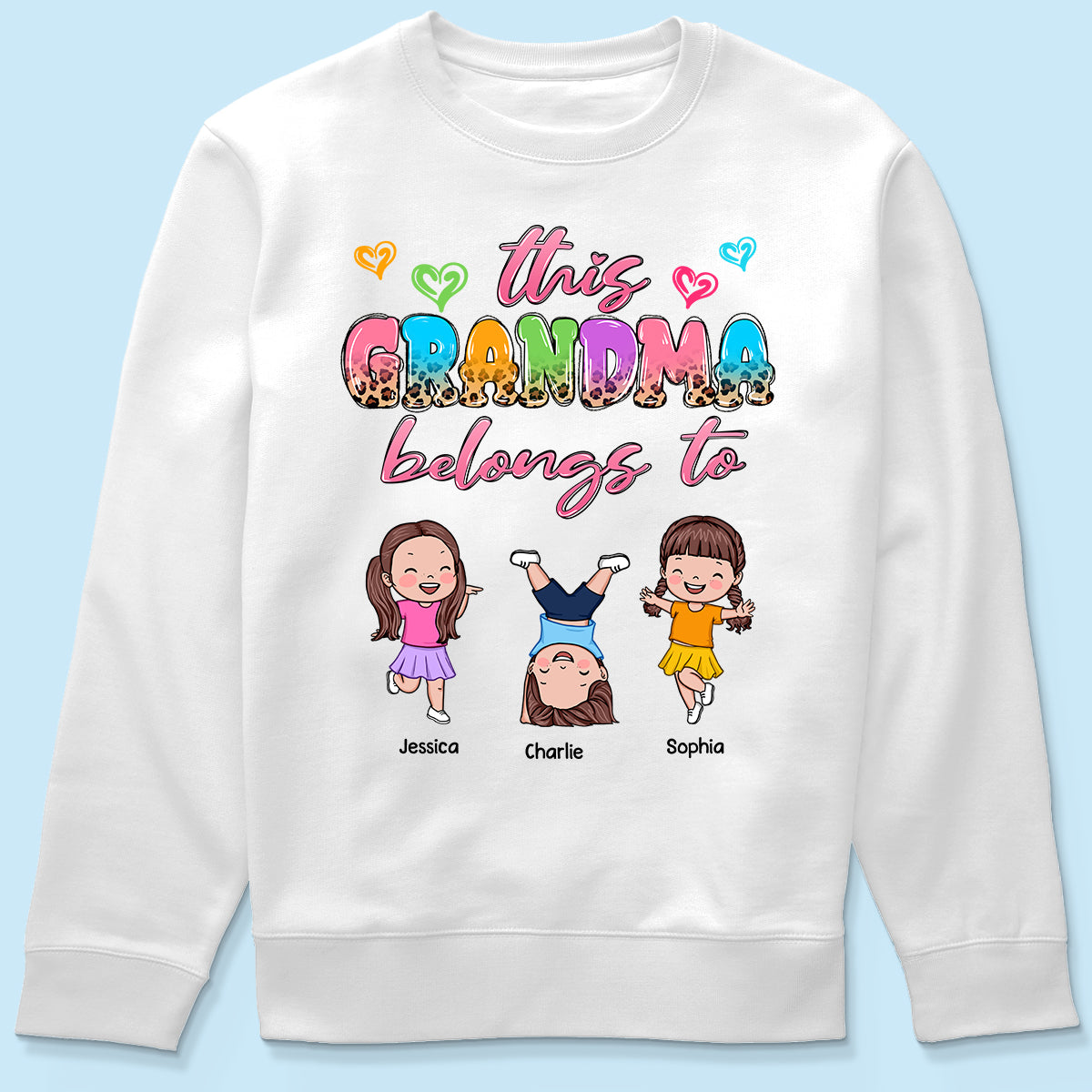 This Grandma Mom Colorful Half Leopard Cute Kids Personalized Shirt