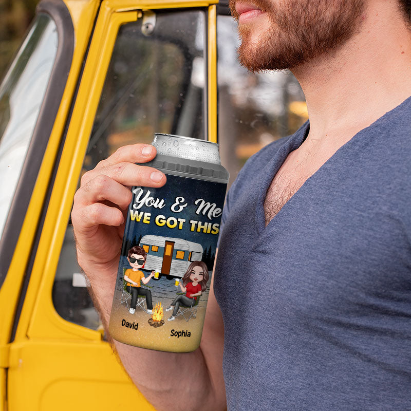 You Me We Got This Doll Couple Campsite At Night Personalized 4 In 1 Can Cooler