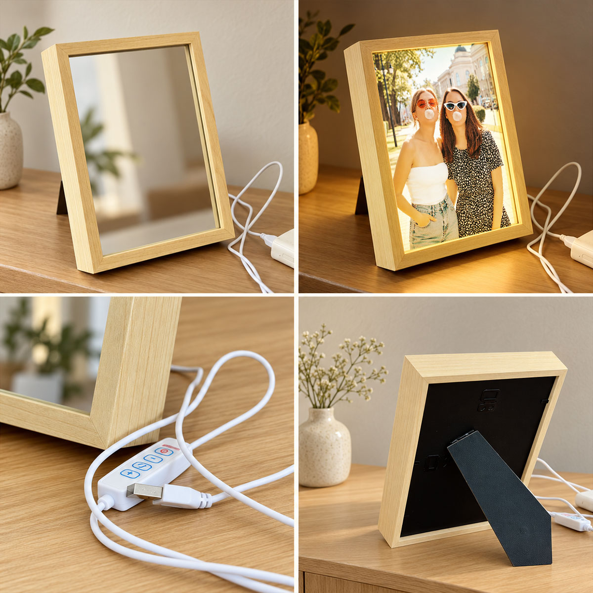 Custom Besties Sisters Photo Art - Personalized Mirror Light Box - Heartfelt Christmas Gift for Best Friends, Sisters, Siblings, Gift for Her, Birthday Gift