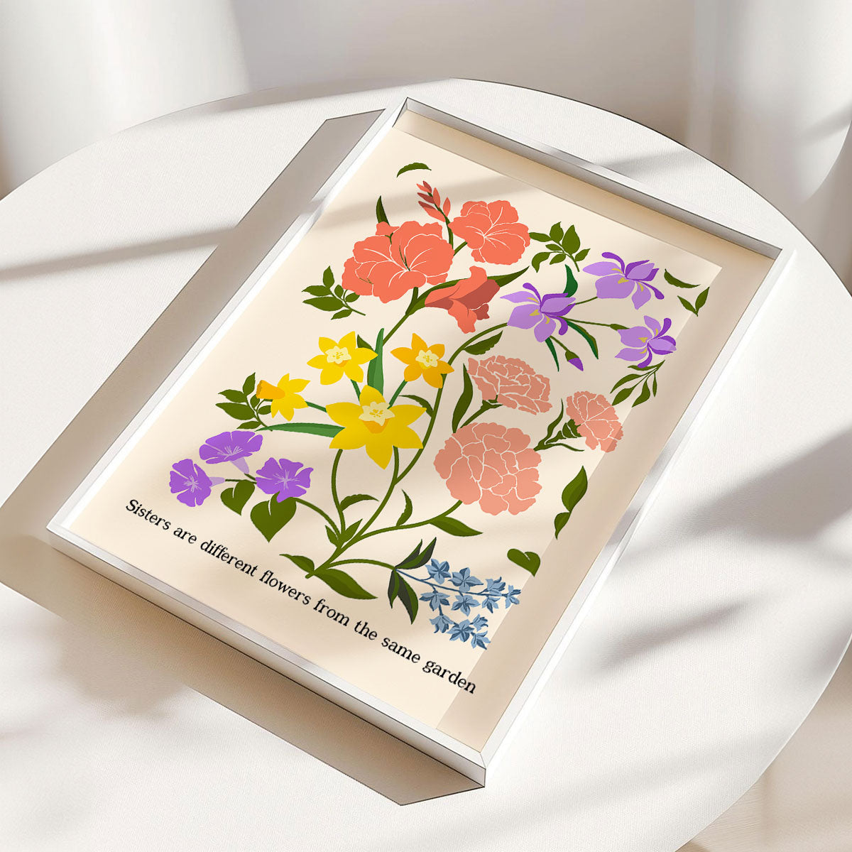 Custom Family Birth Flower Bouquet Artwork Minimalist Personalized Poster, Gift For Mom, Gift For Grandma, Gifts