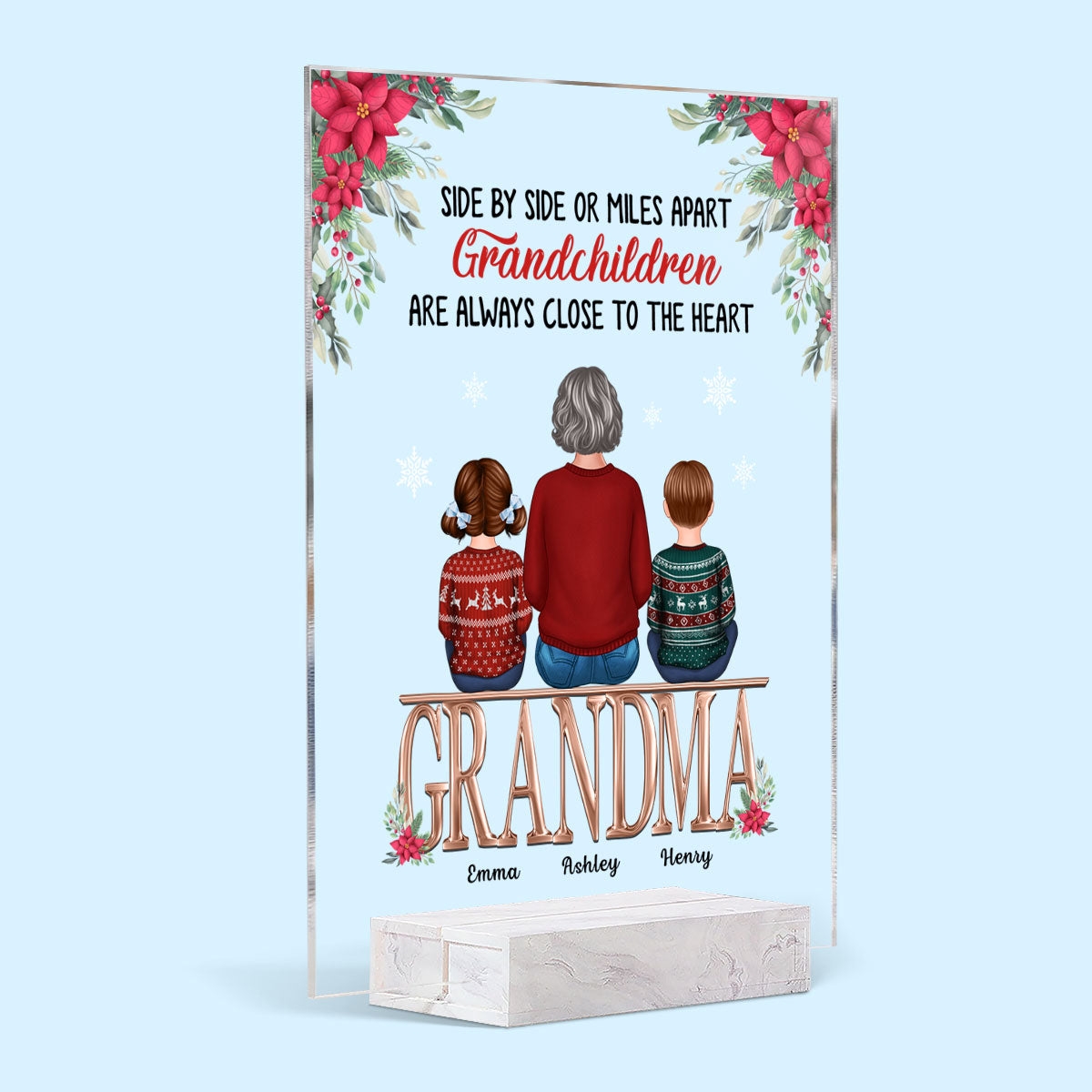 Side By Side Grandma Grandkids Personalized Acrylic Plaque