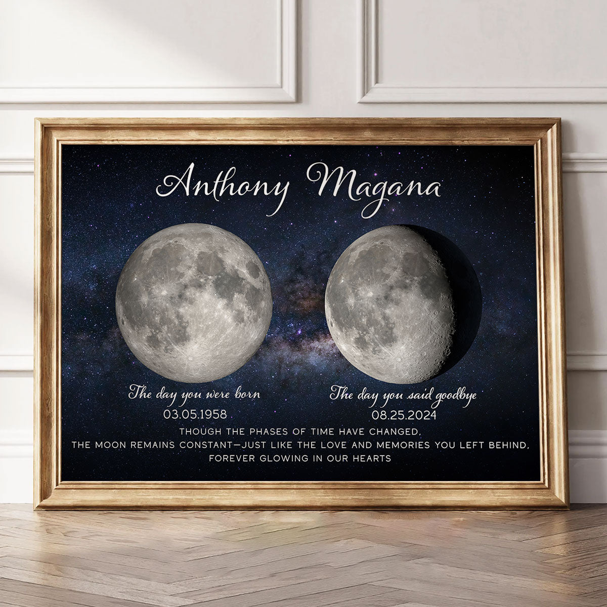 Lost Loved One Moon Phase Art Memorial Sympathy Gift - Personalized Poster