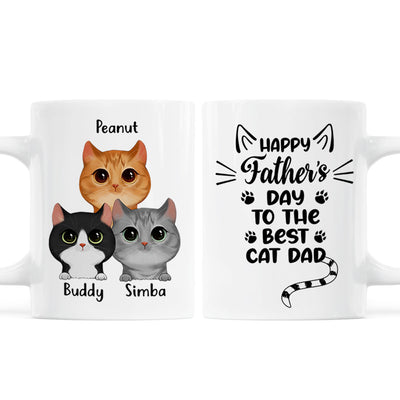 Happy Father‘s Day To The Best Cat Dad Cat Shape Watercolor Cute Cats Personalized Mug