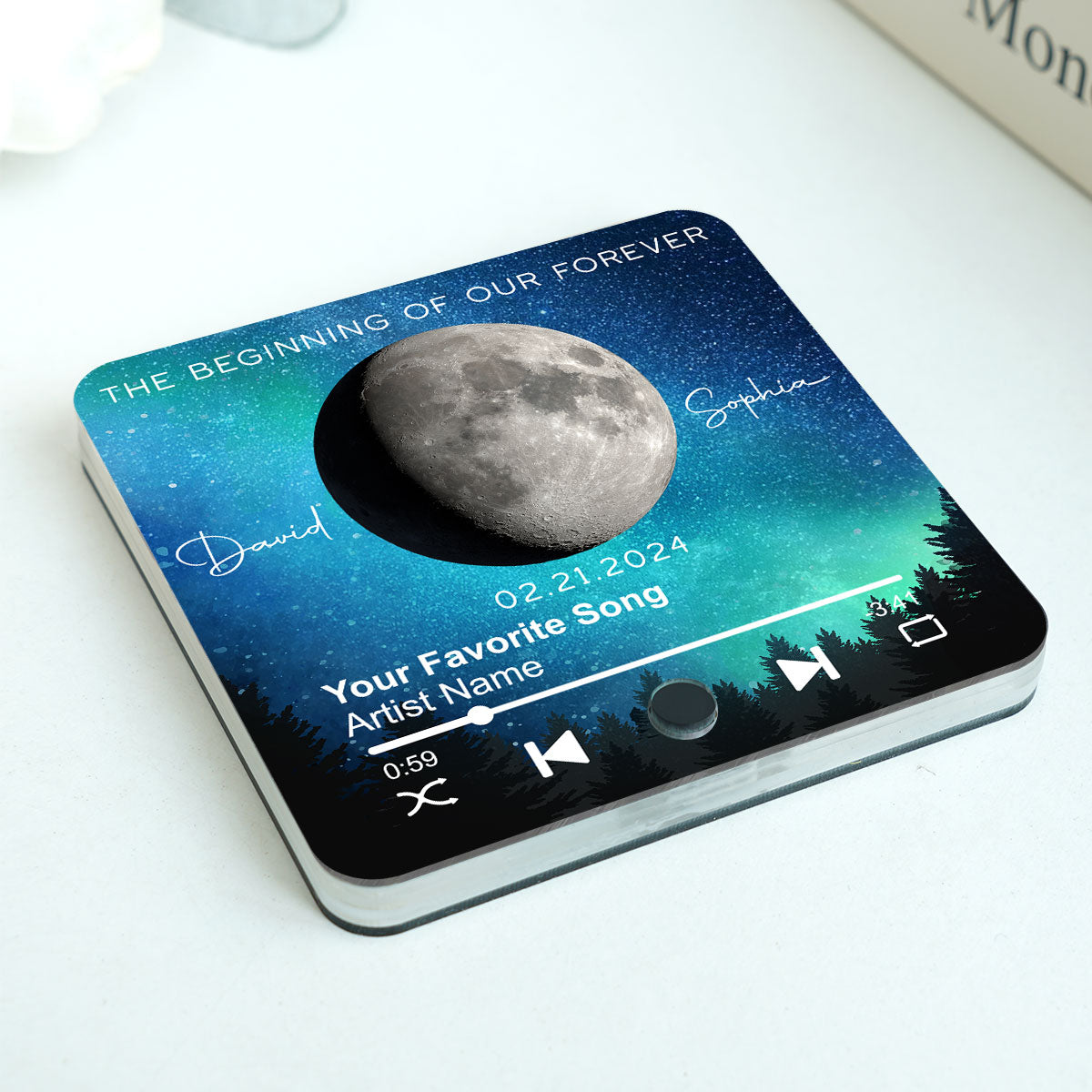 Our Moon Couple Gift Moon Phase Art Wedding Anniversary Gift For Him Gift For Her Personalized Music Fridge Magnet