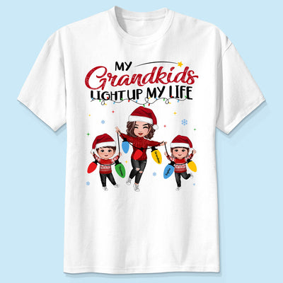My Grandkids Light Up My Life Happy Doll Grandma Grandkids Personalized Christmas Sweatshirt Hoodie