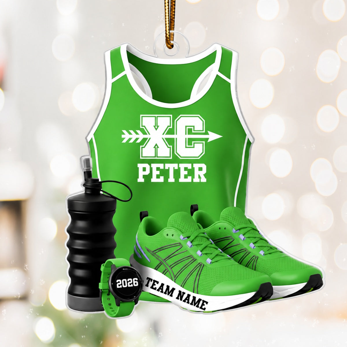 3D Effect Cross Country Runner - Personalized Acrylic Ornament - Unique Christmas Gift For Son, Daughter, Grandson, Granddaughter