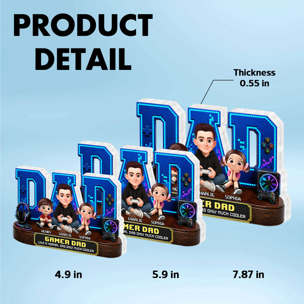 Gamer Dad Much Cooler - Personalized Acrylic Block Plaque - Father's Day Gift For Dad, Husband, Gamers