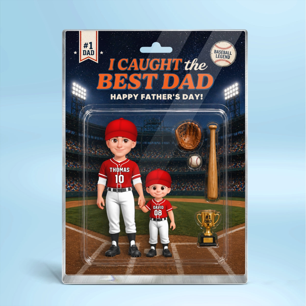 Retro Friday Night Light Baseball We Caught The Best Dad - Personalized Acrylic Block Plaque - Father's Day Gift For Baseball Dad