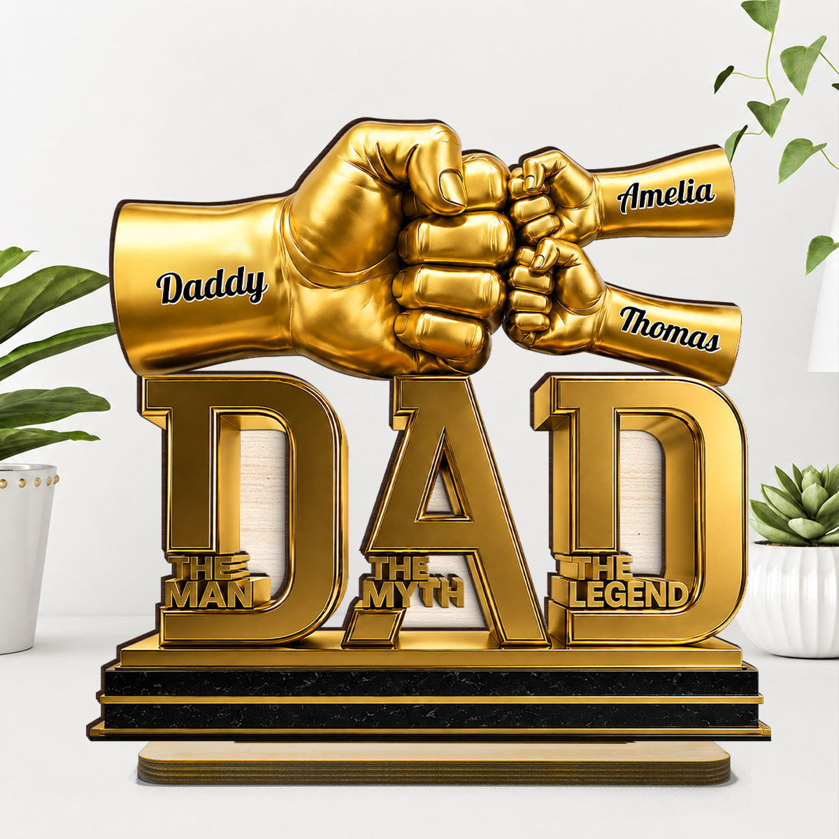 Dad The Man The Myth The Legend - Personalized 2-Layered Wooden Plaque - Father's Day Gift for Dad, Husband