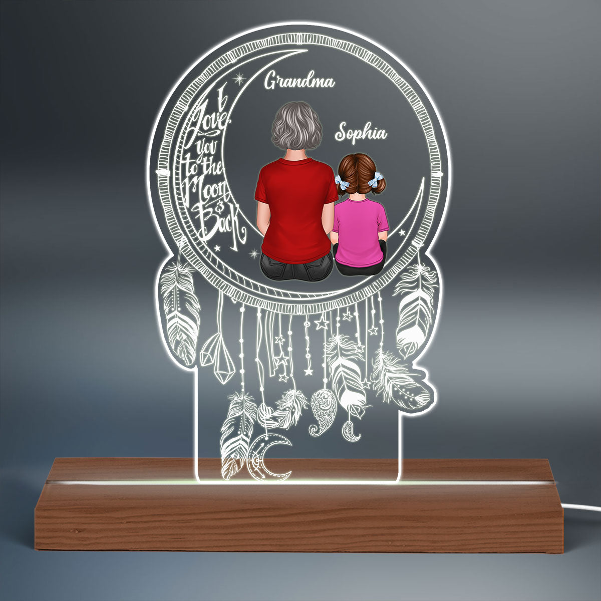 Grandma Grandkids On Mon Dream Catcher Personalized Custom Shape LED Night Light