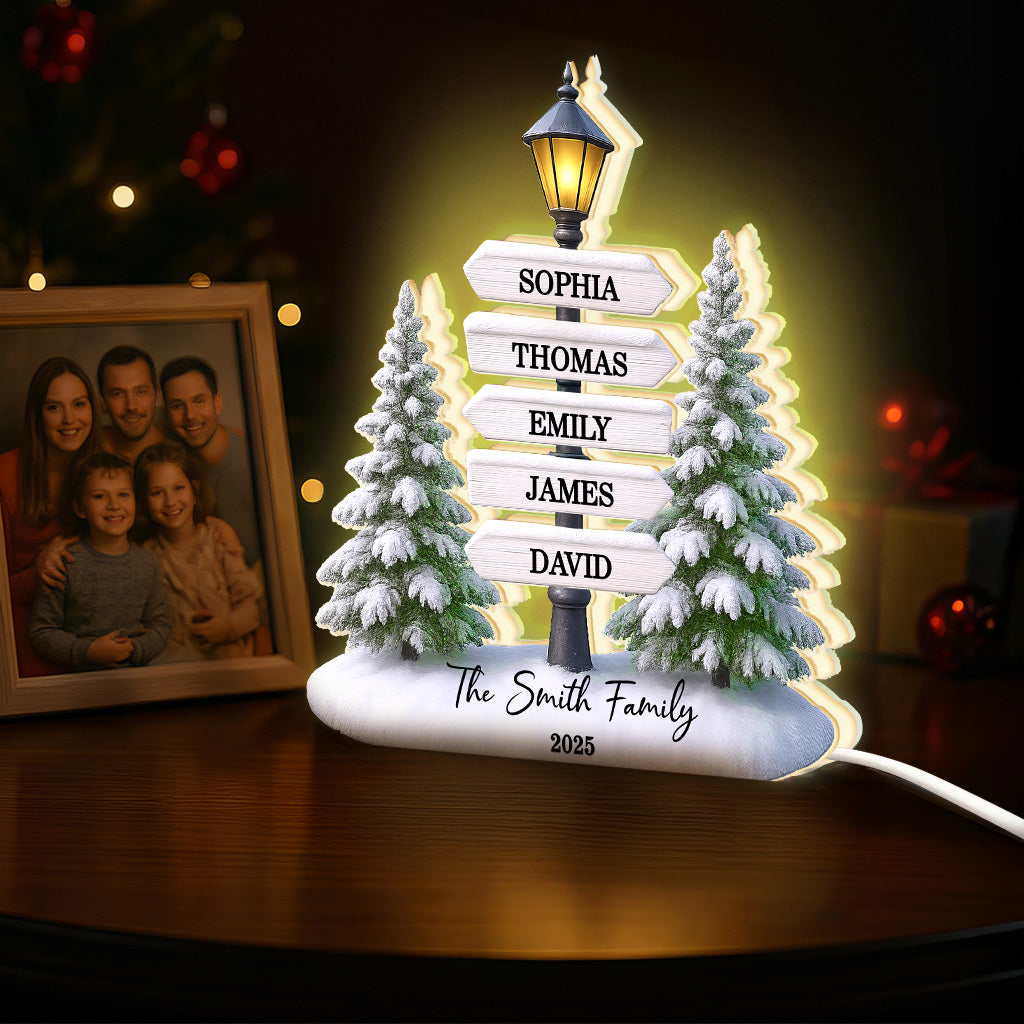 Christmas Family Lamp Posts Directional Signs - Personalized Light Box - Gift For Family
